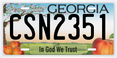 GA license plate CSN2351