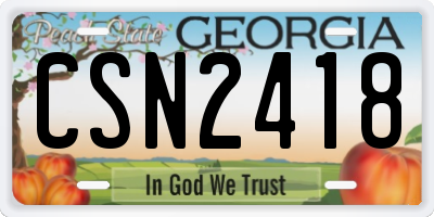 GA license plate CSN2418