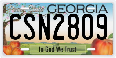 GA license plate CSN2809