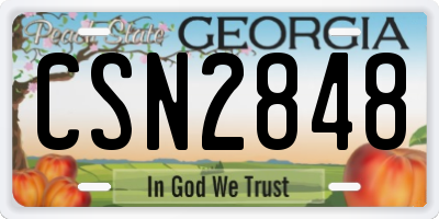 GA license plate CSN2848
