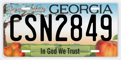 GA license plate CSN2849