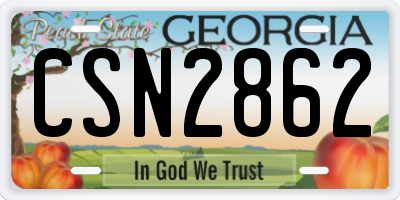 GA license plate CSN2862