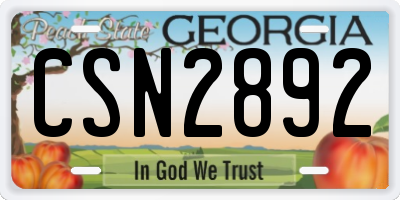 GA license plate CSN2892