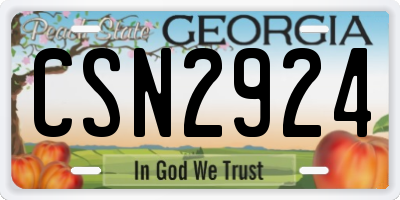 GA license plate CSN2924