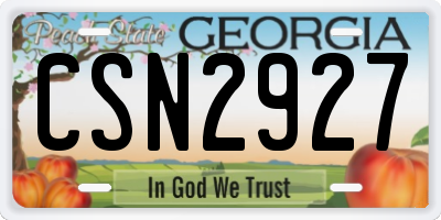 GA license plate CSN2927