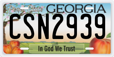 GA license plate CSN2939