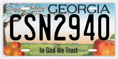 GA license plate CSN2940