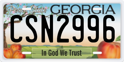 GA license plate CSN2996