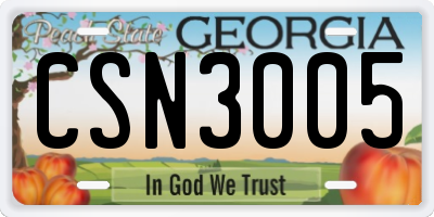GA license plate CSN3005