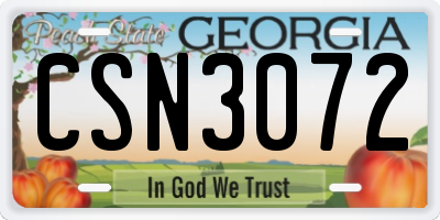 GA license plate CSN3072