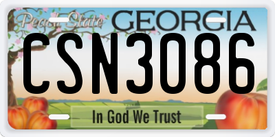 GA license plate CSN3086