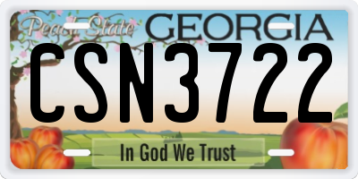 GA license plate CSN3722