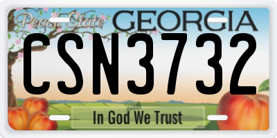 GA license plate CSN3732