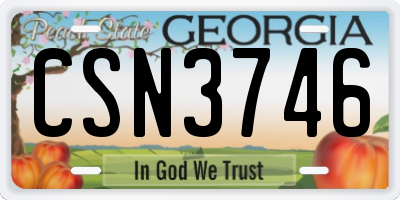 GA license plate CSN3746