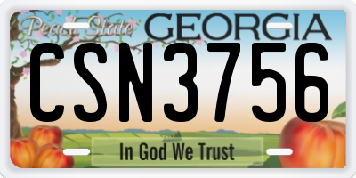 GA license plate CSN3756