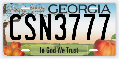 GA license plate CSN3777