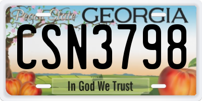 GA license plate CSN3798