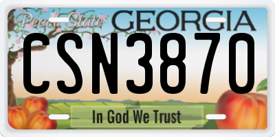 GA license plate CSN3870