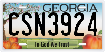 GA license plate CSN3924