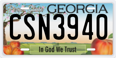 GA license plate CSN3940