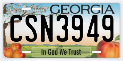 GA license plate CSN3949