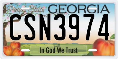 GA license plate CSN3974