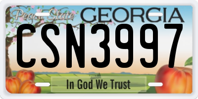 GA license plate CSN3997