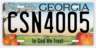 GA license plate CSN4005