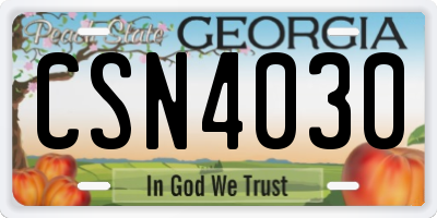 GA license plate CSN4030