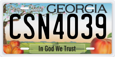 GA license plate CSN4039