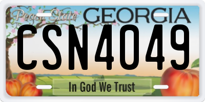 GA license plate CSN4049