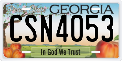 GA license plate CSN4053