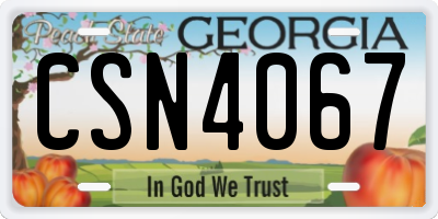 GA license plate CSN4067