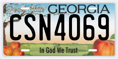 GA license plate CSN4069