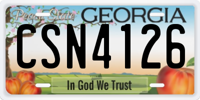 GA license plate CSN4126