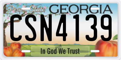 GA license plate CSN4139