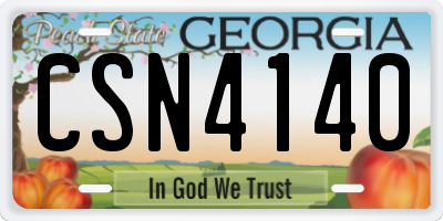 GA license plate CSN4140