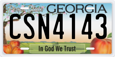 GA license plate CSN4143