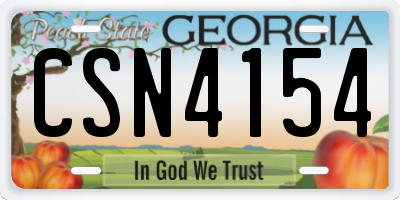 GA license plate CSN4154