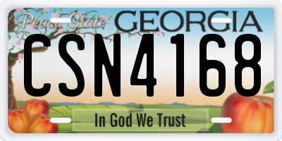 GA license plate CSN4168