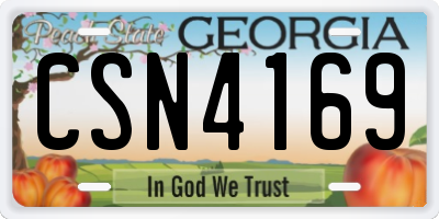 GA license plate CSN4169