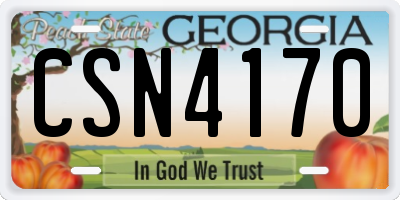 GA license plate CSN4170