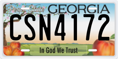 GA license plate CSN4172
