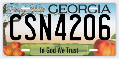 GA license plate CSN4206