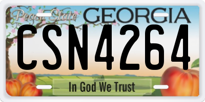 GA license plate CSN4264