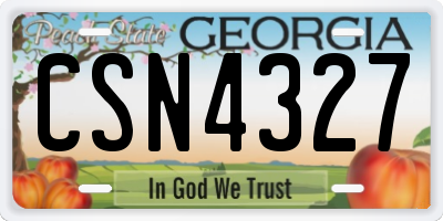 GA license plate CSN4327