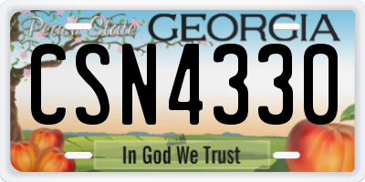 GA license plate CSN4330