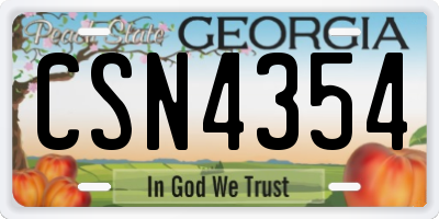 GA license plate CSN4354