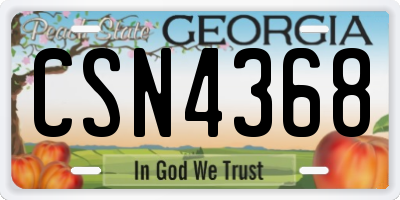 GA license plate CSN4368