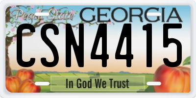 GA license plate CSN4415